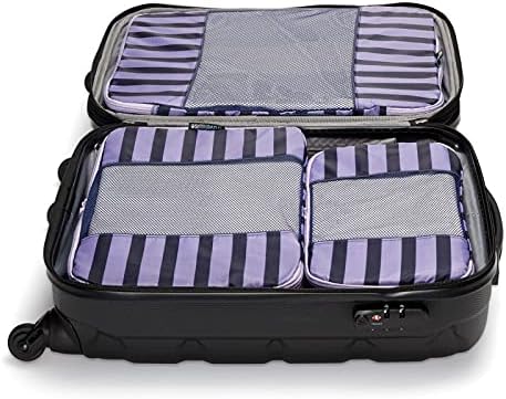 Packing Cubes for Travel - 5 Piece Set with Pattern Design, Lightweight Ripstop Nylon Luggage Organizers with Mesh Panel, Small Medium Large Sizes