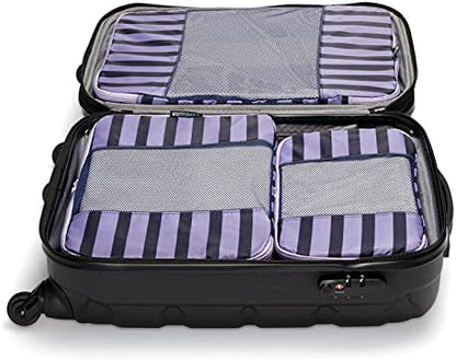 Packing Cubes for Travel - 5 Piece Set with Pattern Design, Lightweight Ripstop Nylon Luggage Organizers with Mesh Panel, Small Medium Large Sizes