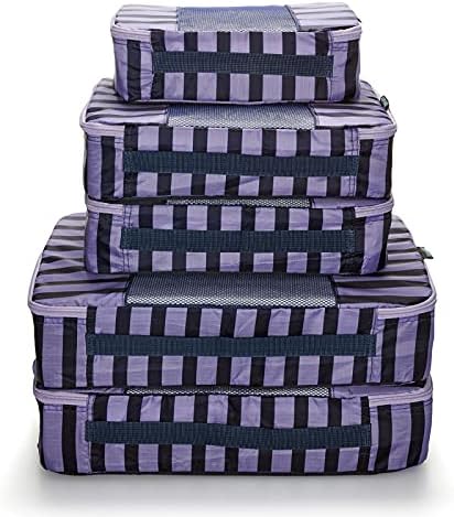 Packing Cubes for Travel - 5 Piece Set with Pattern Design, Lightweight Ripstop Nylon Luggage Organizers with Mesh Panel, Small Medium Large Sizes
