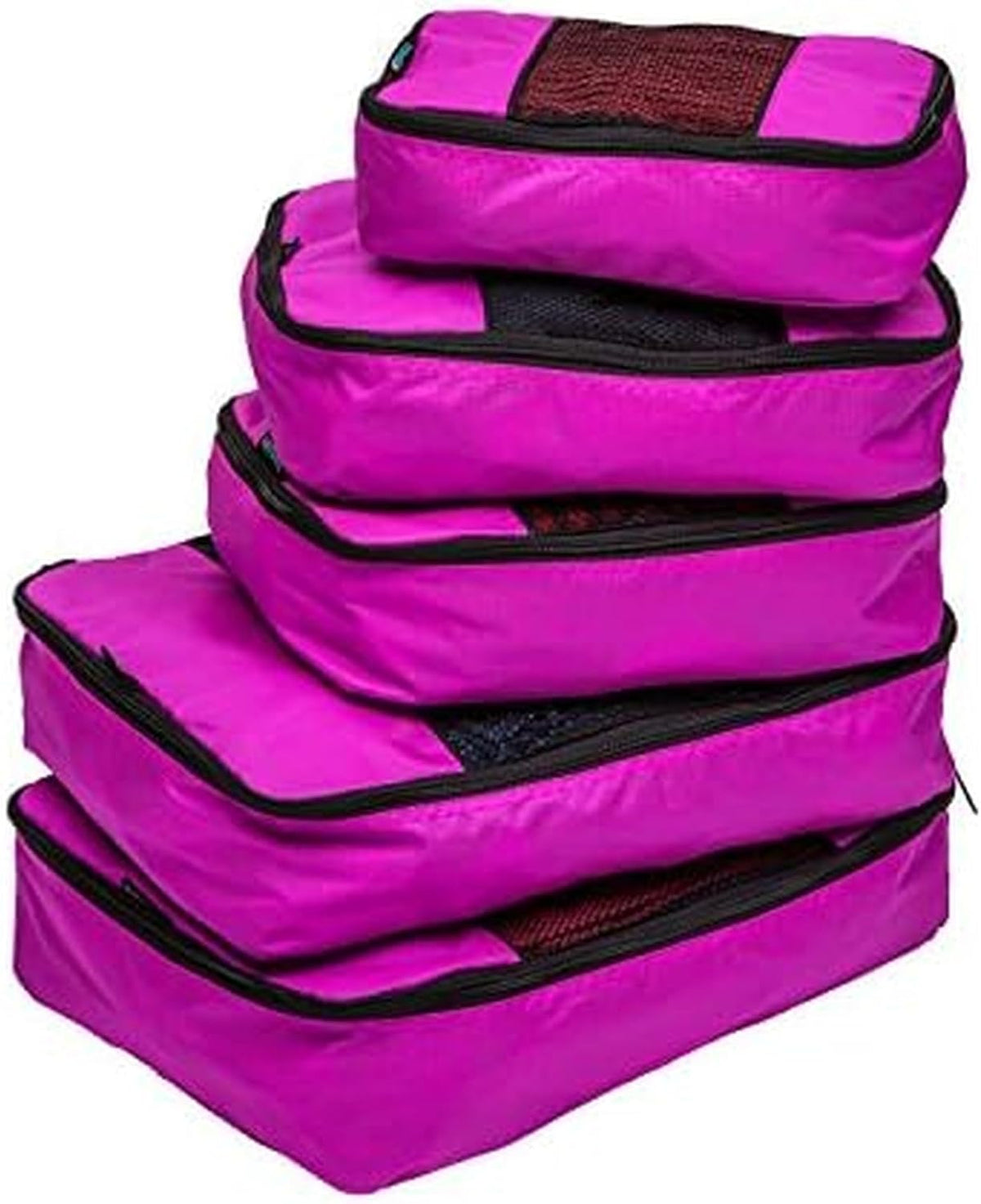 Packing Cubes for Travel - 5 Piece Set with Pattern Design, Lightweight Ripstop Nylon Luggage Organizers with Mesh Panel, Small Medium Large Sizes