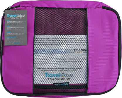 Packing Cubes for Travel - 5 Piece Set with Pattern Design, Lightweight Ripstop Nylon Luggage Organizers with Mesh Panel, Small Medium Large Sizes