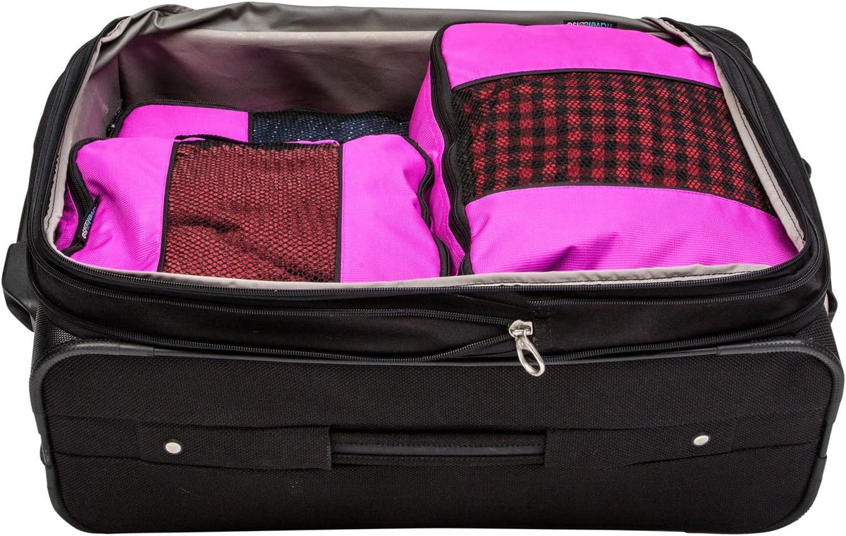 Packing Cubes for Travel - 5 Piece Set with Pattern Design, Lightweight Ripstop Nylon Luggage Organizers with Mesh Panel, Small Medium Large Sizes