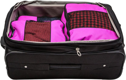 Packing Cubes for Travel - 5 Piece Set with Pattern Design, Lightweight Ripstop Nylon Luggage Organizers with Mesh Panel, Small Medium Large Sizes