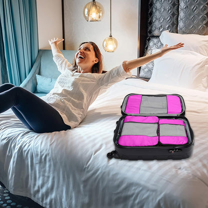 Packing Cubes for Travel - 5 Piece Set with Pattern Design, Lightweight Ripstop Nylon Luggage Organizers with Mesh Panel, Small Medium Large Sizes