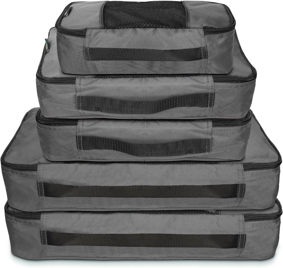 Packing Cubes for Travel - 5 Piece Set with Pattern Design, Lightweight Ripstop Nylon Luggage Organizers with Mesh Panel, Small Medium Large Sizes