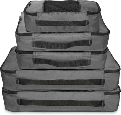 Packing Cubes for Travel - 5 Piece Set with Pattern Design, Lightweight Ripstop Nylon Luggage Organizers with Mesh Panel, Small Medium Large Sizes