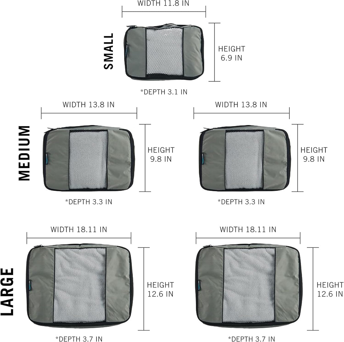 Packing Cubes for Travel - 5 Piece Set with Pattern Design, Lightweight Ripstop Nylon Luggage Organizers with Mesh Panel, Small Medium Large Sizes