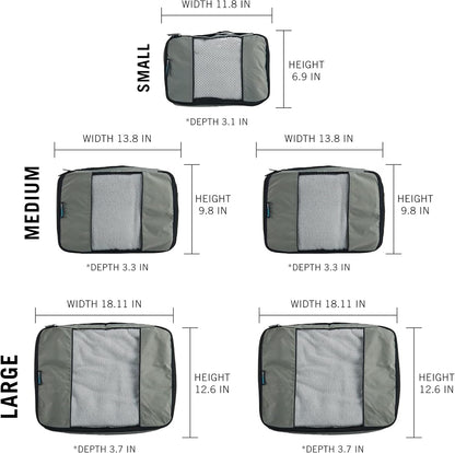 Packing Cubes for Travel - 5 Piece Set with Pattern Design, Lightweight Ripstop Nylon Luggage Organizers with Mesh Panel, Small Medium Large Sizes