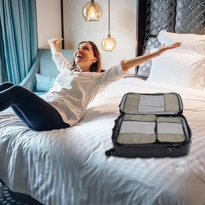 Packing Cubes for Travel - 5 Piece Set with Pattern Design, Lightweight Ripstop Nylon Luggage Organizers with Mesh Panel, Small Medium Large Sizes