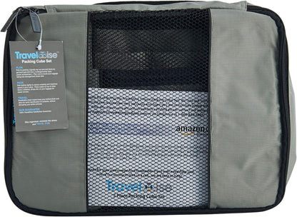 Packing Cubes for Travel - 5 Piece Set with Pattern Design, Lightweight Ripstop Nylon Luggage Organizers with Mesh Panel, Small Medium Large Sizes