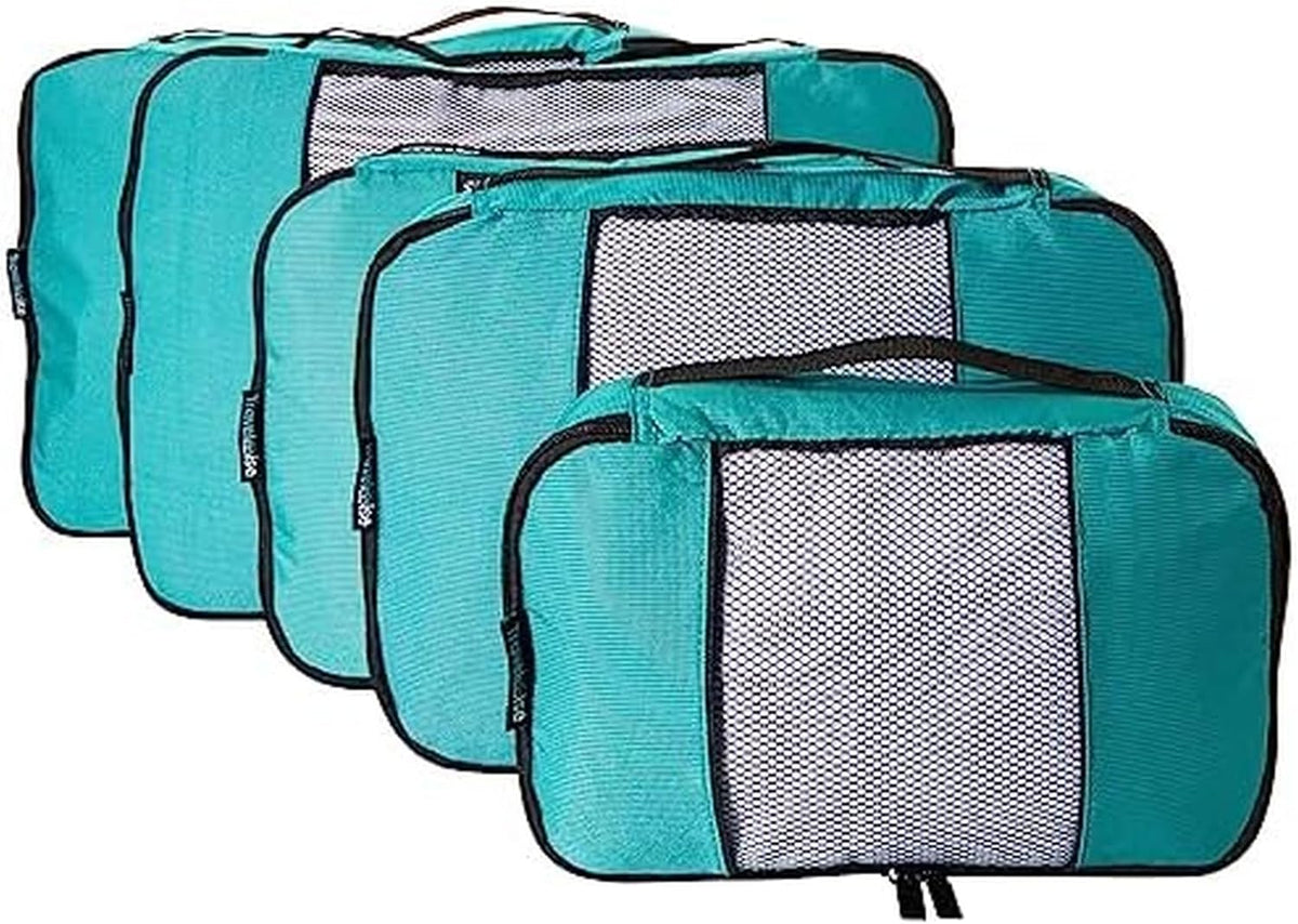 Packing Cubes for Travel - 5 Piece Set with Pattern Design, Lightweight Ripstop Nylon Luggage Organizers with Mesh Panel, Small Medium Large Sizes