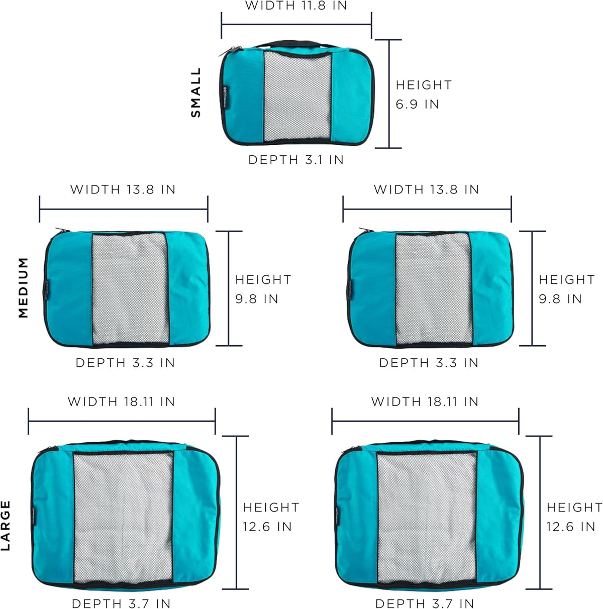 Packing Cubes for Travel - 5 Piece Set with Pattern Design, Lightweight Ripstop Nylon Luggage Organizers with Mesh Panel, Small Medium Large Sizes