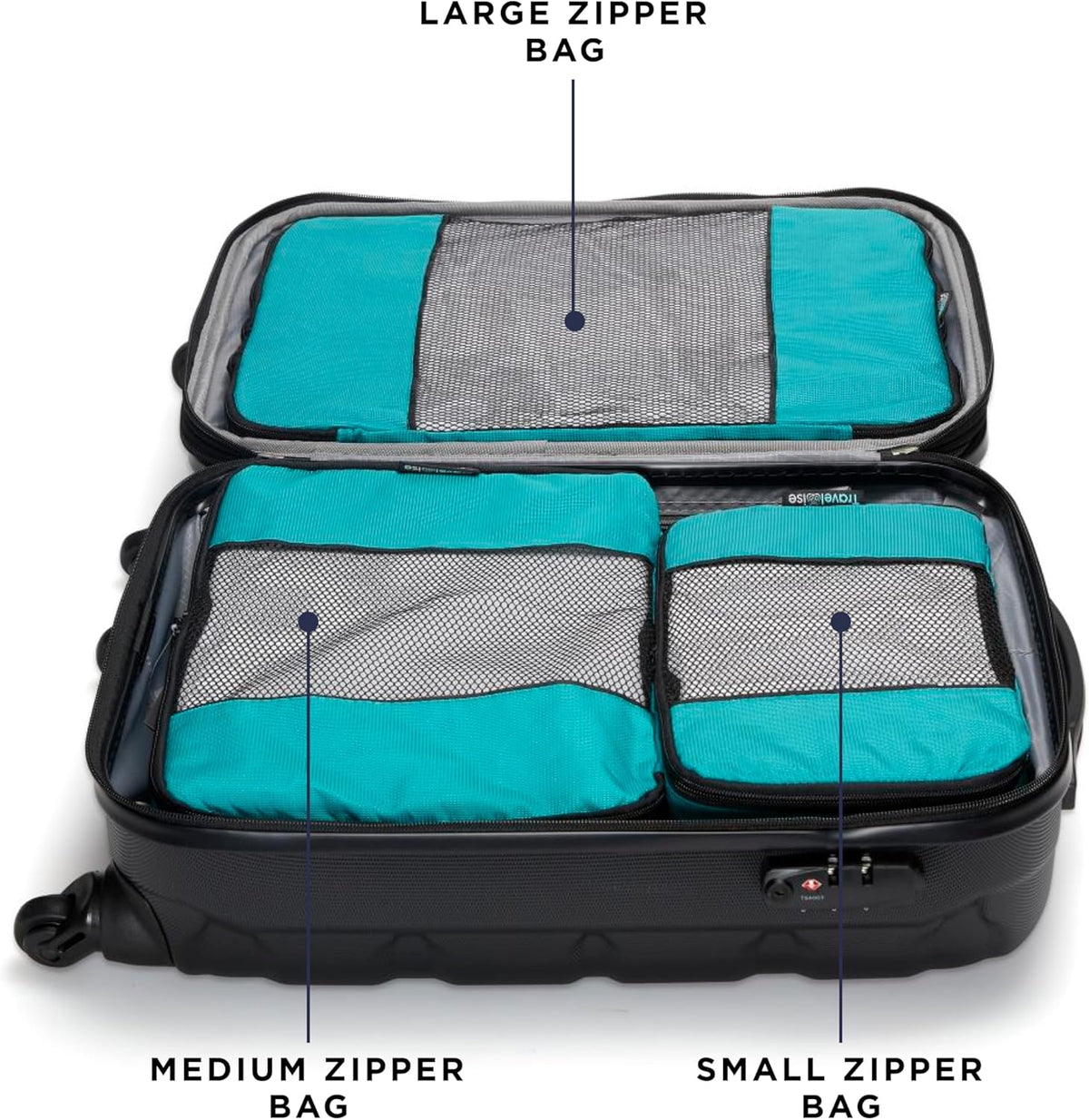 Packing Cubes for Travel - 5 Piece Set with Pattern Design, Lightweight Ripstop Nylon Luggage Organizers with Mesh Panel, Small Medium Large Sizes