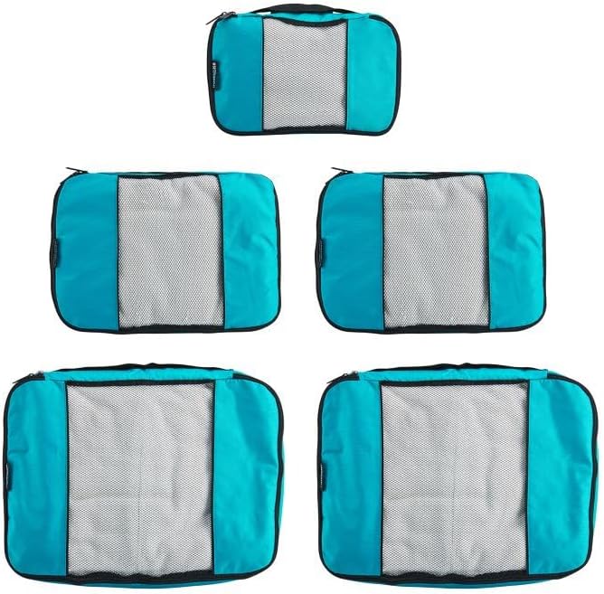 Packing Cubes for Travel - 5 Piece Set with Pattern Design, Lightweight Ripstop Nylon Luggage Organizers with Mesh Panel, Small Medium Large Sizes