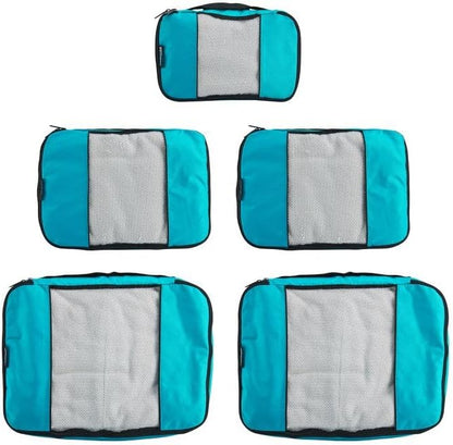 Packing Cubes for Travel - 5 Piece Set with Pattern Design, Lightweight Ripstop Nylon Luggage Organizers with Mesh Panel, Small Medium Large Sizes