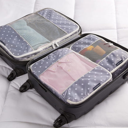 Packing Cubes for Travel - 5 Piece Set with Pattern Design, Lightweight Ripstop Nylon Luggage Organizers with Mesh Panel, Small Medium Large Sizes
