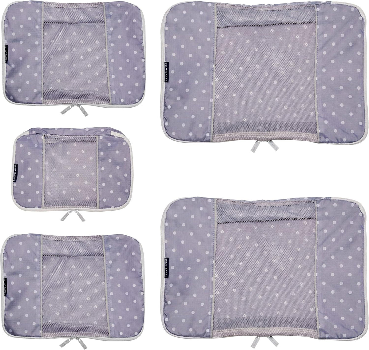 Packing Cubes for Travel - 5 Piece Set with Pattern Design, Lightweight Ripstop Nylon Luggage Organizers with Mesh Panel, Small Medium Large Sizes