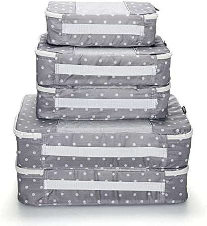 Packing Cubes for Travel - 5 Piece Set with Pattern Design, Lightweight Ripstop Nylon Luggage Organizers with Mesh Panel, Small Medium Large Sizes