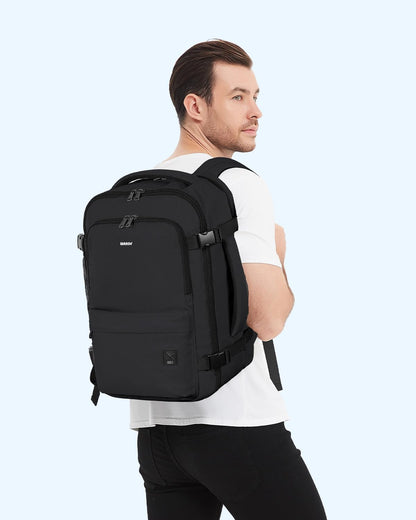 Travel Backpack For Spirit Airlines Personal Item Bag 18x14x8 with Wet Pocket, 17 Inch Laptop Backpack for Men Women（Black）