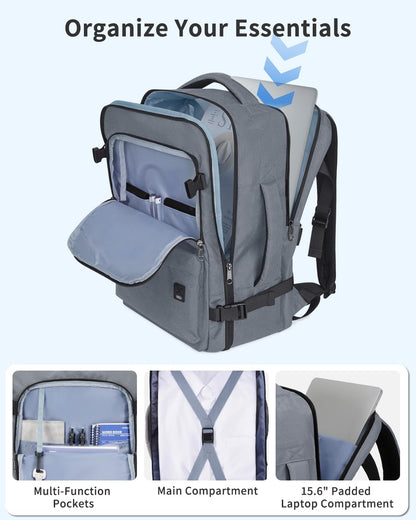 Travel Backpack For Spirit Airlines Personal Item Bag 18x14x8 with Wet Pocket, 17 Inch Laptop Backpack for Men Women（Black）