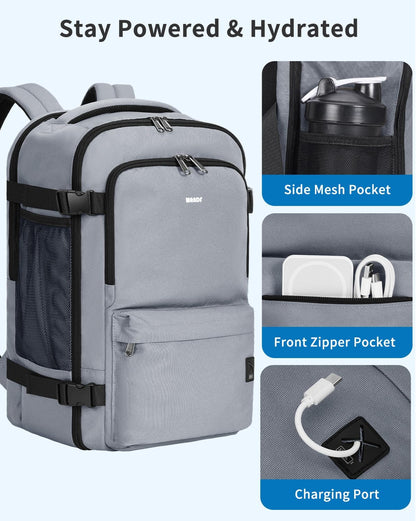 Travel Backpack For Spirit Airlines Personal Item Bag 18x14x8 with Wet Pocket, 17 Inch Laptop Backpack for Men Women（Black）