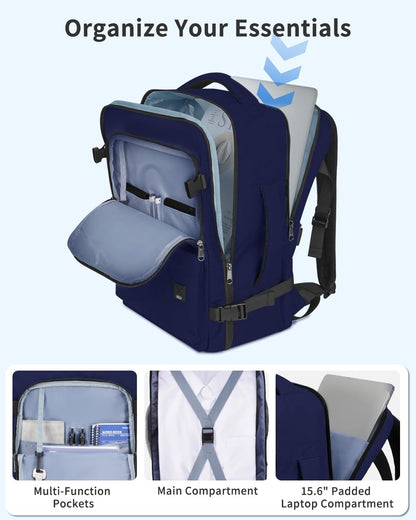 Travel Backpack For Spirit Airlines Personal Item Bag 18x14x8 with Wet Pocket, 17 Inch Laptop Backpack for Men Women（Black）