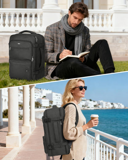 Travel Backpack For Spirit Airlines Personal Item Bag 18x14x8 with Wet Pocket, 17 Inch Laptop Backpack for Men Women（Black）