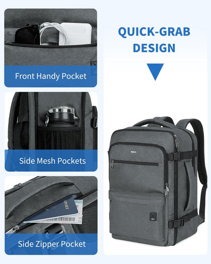 Travel Backpack For Spirit Airlines Personal Item Bag 18x14x8 with Wet Pocket, 17 Inch Laptop Backpack for Men Women（Black）