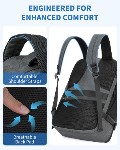Travel Backpack For Spirit Airlines Personal Item Bag 18x14x8 with Wet Pocket, 17 Inch Laptop Backpack for Men Women（Black）