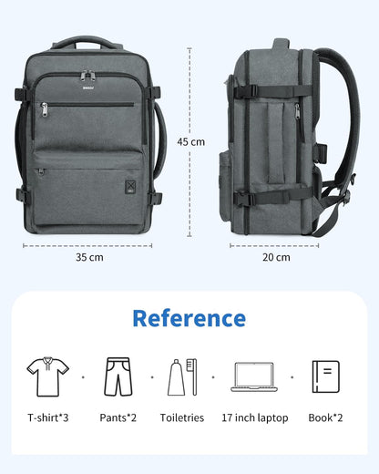 Travel Backpack For Spirit Airlines Personal Item Bag 18x14x8 with Wet Pocket, 17 Inch Laptop Backpack for Men Women（Black）