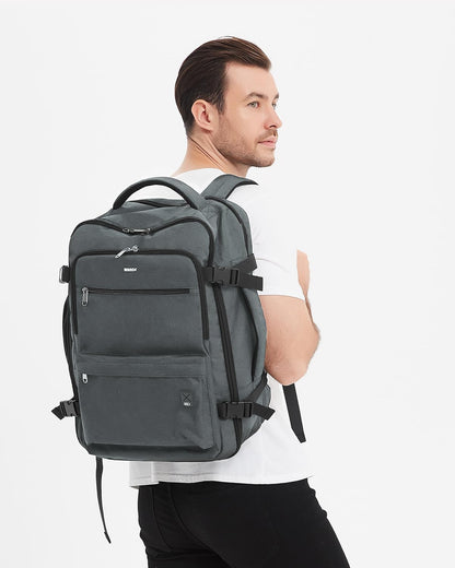 Travel Backpack For Spirit Airlines Personal Item Bag 18x14x8 with Wet Pocket, 17 Inch Laptop Backpack for Men Women（Black）