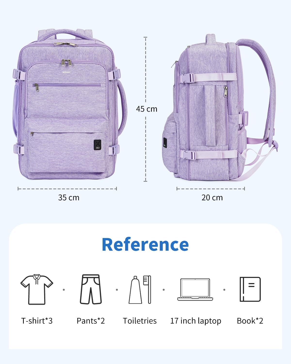 Travel Backpack For Spirit Airlines Personal Item Bag 18x14x8 with Wet Pocket, 17 Inch Laptop Backpack for Men Women（Black）