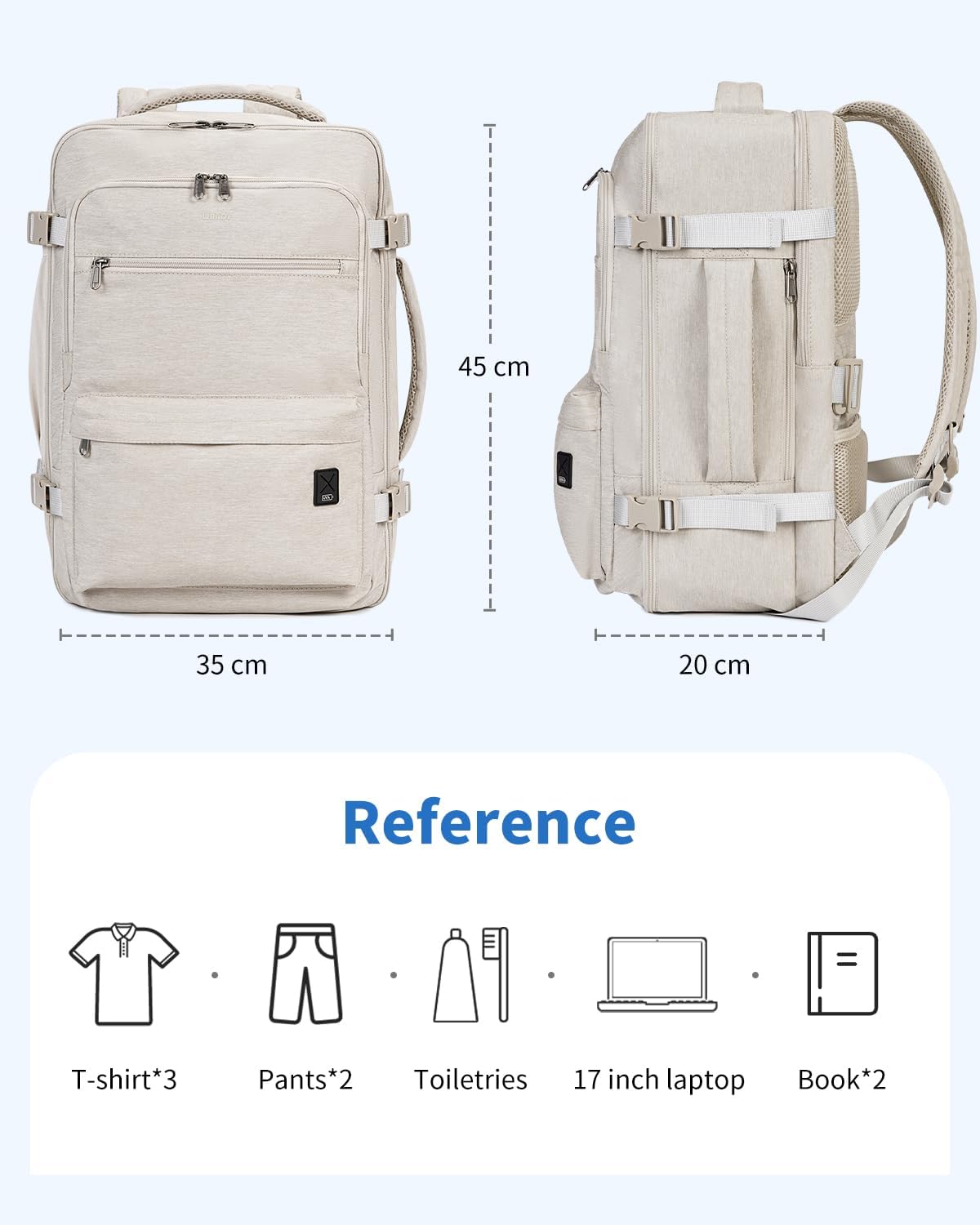 Travel Backpack For Spirit Airlines Personal Item Bag 18x14x8 with Wet Pocket, 17 Inch Laptop Backpack for Men Women（Black）