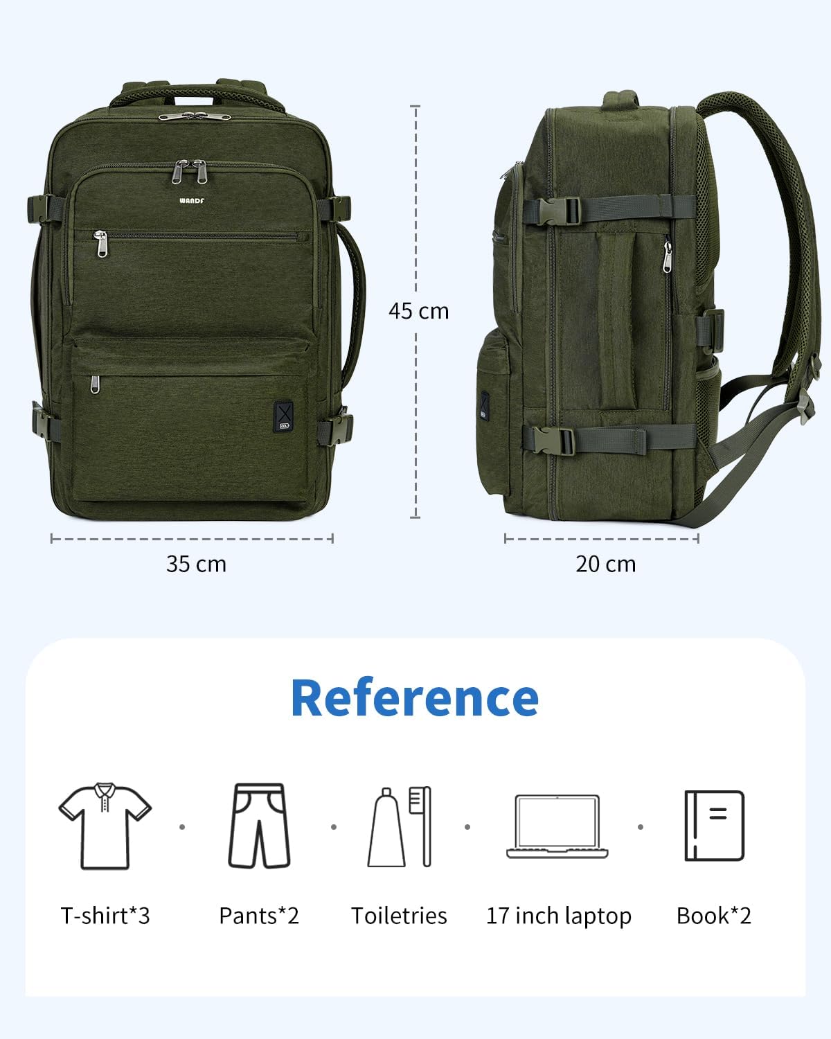 Travel Backpack For Spirit Airlines Personal Item Bag 18x14x8 with Wet Pocket, 17 Inch Laptop Backpack for Men Women（Black）