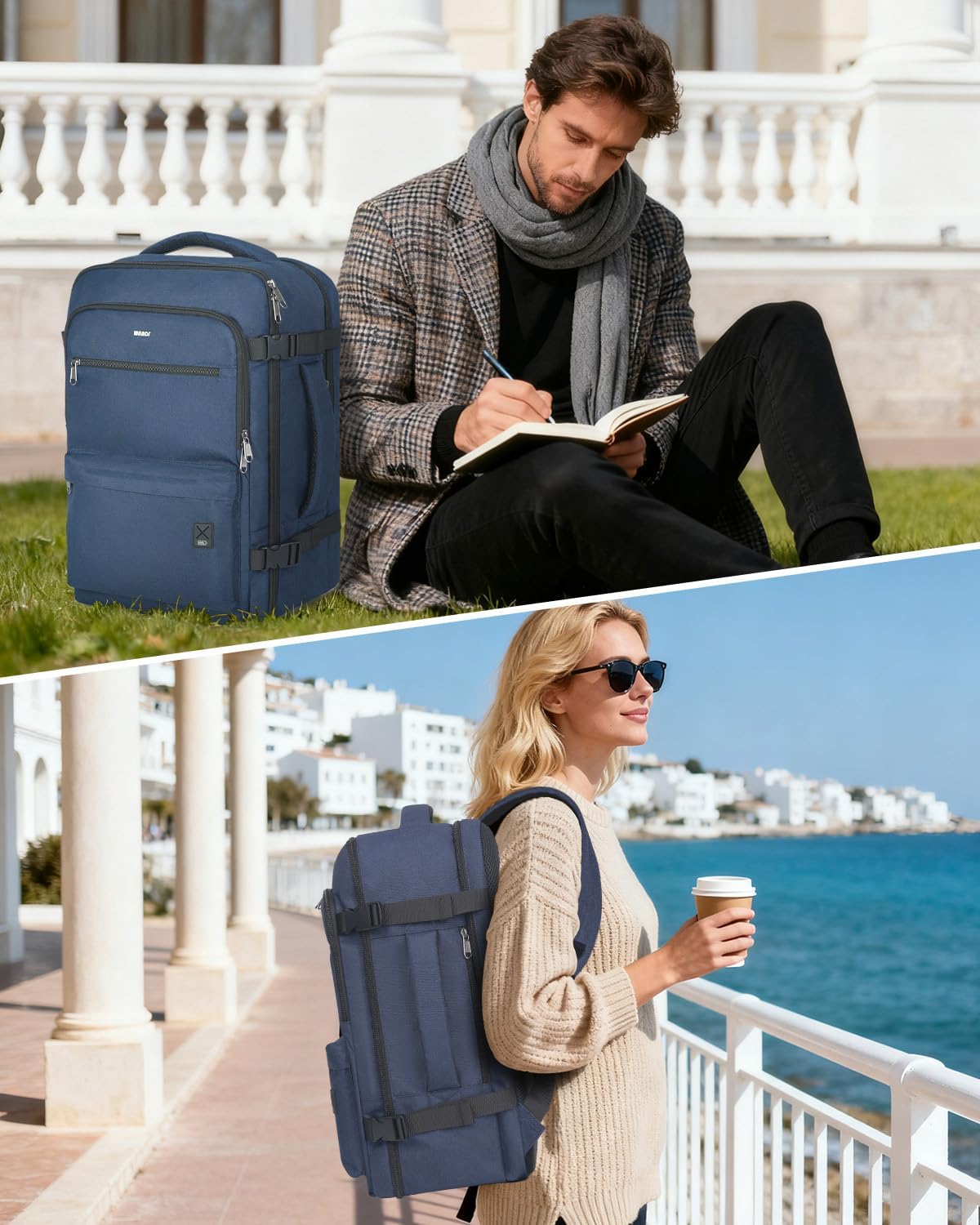 Travel Backpack For Spirit Airlines Personal Item Bag 18x14x8 with Wet Pocket, 17 Inch Laptop Backpack for Men Women（Black）
