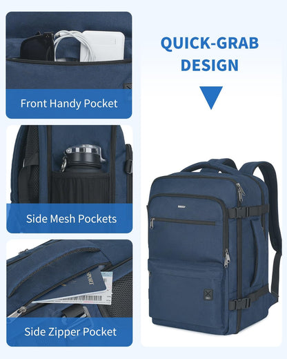 Travel Backpack For Spirit Airlines Personal Item Bag 18x14x8 with Wet Pocket, 17 Inch Laptop Backpack for Men Women（Black）