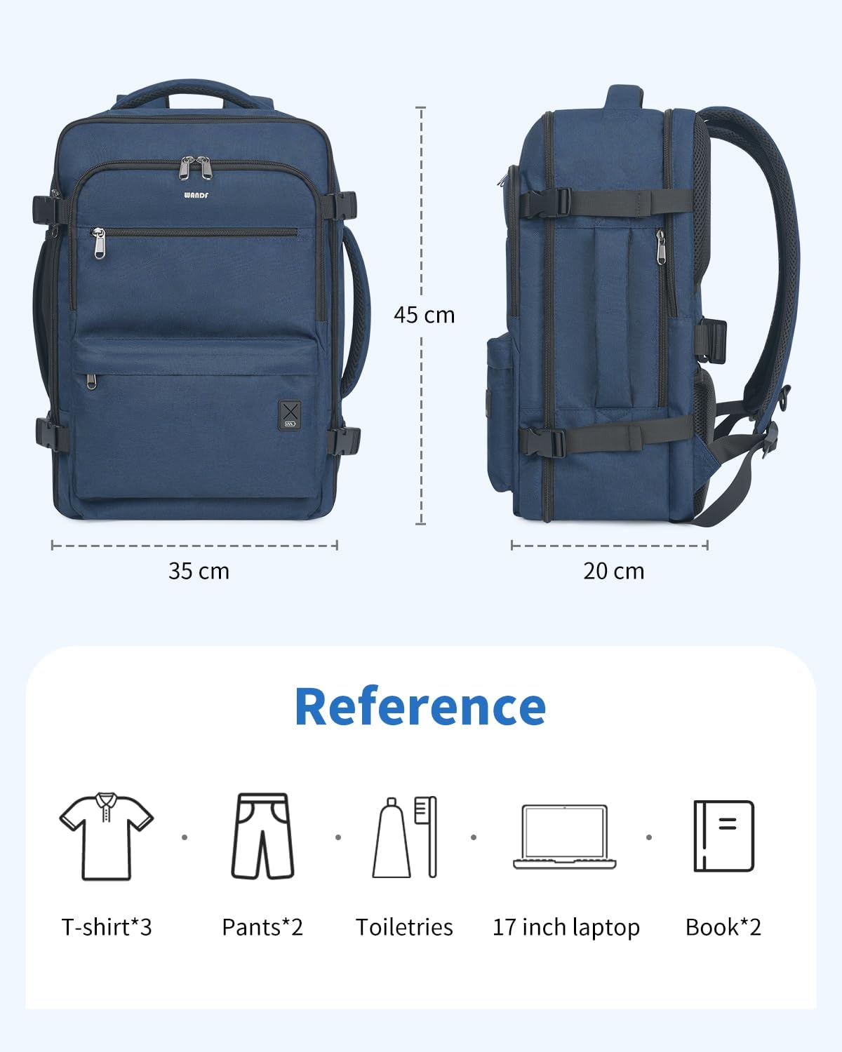 Travel Backpack For Spirit Airlines Personal Item Bag 18x14x8 with Wet Pocket, 17 Inch Laptop Backpack for Men Women（Black）