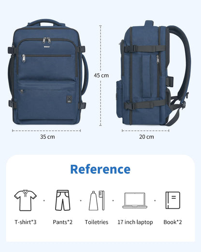 Travel Backpack For Spirit Airlines Personal Item Bag 18x14x8 with Wet Pocket, 17 Inch Laptop Backpack for Men Women（Black）