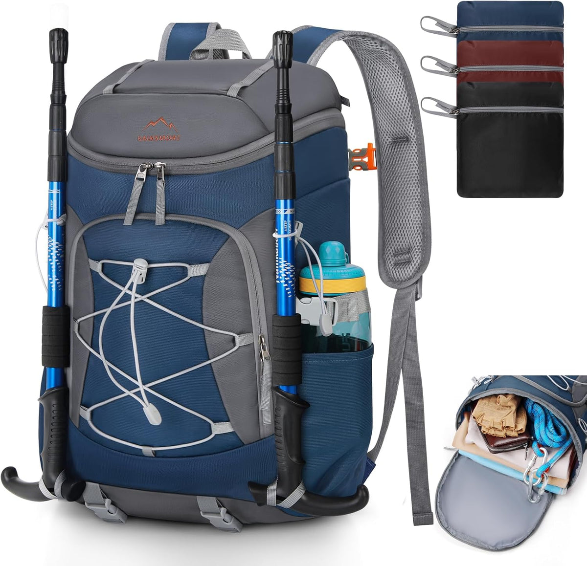 Foldable Hiking Backpack for Women Men Packable Camping Backpack 40L Waterproof Hiking Daypack Bag Lightweight Collapsible Daypack for Travel Trekking Mountaineering Large Capacity Black