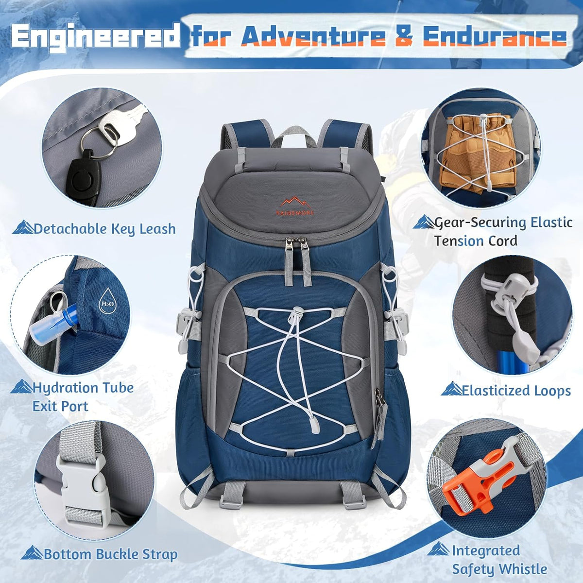 Foldable Hiking Backpack for Women Men Packable Camping Backpack 40L Waterproof Hiking Daypack Bag Lightweight Collapsible Daypack for Travel Trekking Mountaineering Large Capacity Black
