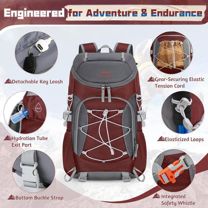 Foldable Hiking Backpack for Women Men Packable Camping Backpack 40L Waterproof Hiking Daypack Bag Lightweight Collapsible Daypack for Travel Trekking Mountaineering Large Capacity Black