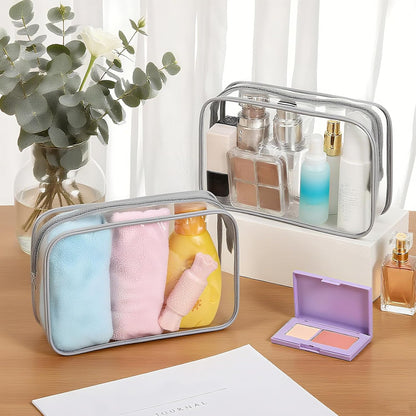 100 Pcs Clear Makeup Bags Bulk Graduation/Dad Gifts Bag Tsa Approved Toiletry Bag for Travel Transparent Cosmetic Bag PVC Waterproof Travel Small Pouches with Zipper for Men and Women (Multicolor)