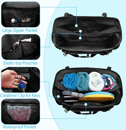 Beach Bag with Zipper Bottom, Large Beach Tote Bag for Men & Women | Wet/Dry Separation, Quick Dry Mesh, Spacious Storage for Towels, Swimsuits and Beach Essentials, Ideal for Pool and Travel