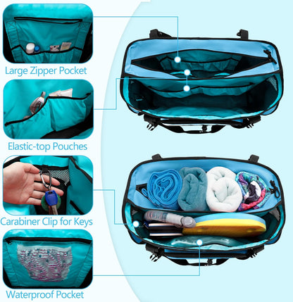 Beach Bag with Zipper Bottom, Large Beach Tote Bag for Men & Women | Wet/Dry Separation, Quick Dry Mesh, Spacious Storage for Towels, Swimsuits and Beach Essentials, Ideal for Pool and Travel