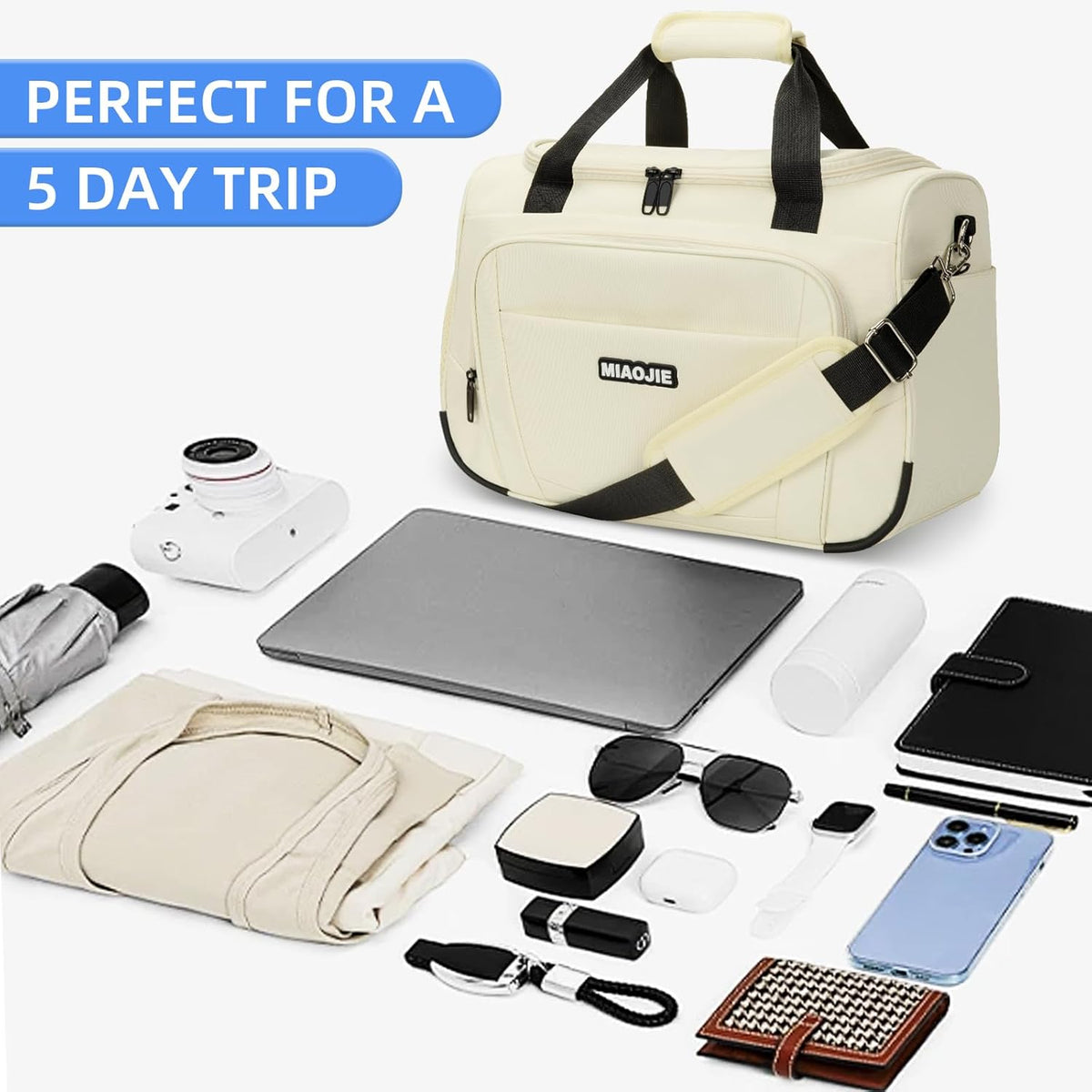 Underseat Carry On Luggage Lightweight Travel Tote Weekender Bag Overnight Duffle Bag for Travel, Travel Essentials Personal Item Travel Bag for Women and Men,Black-18Inch