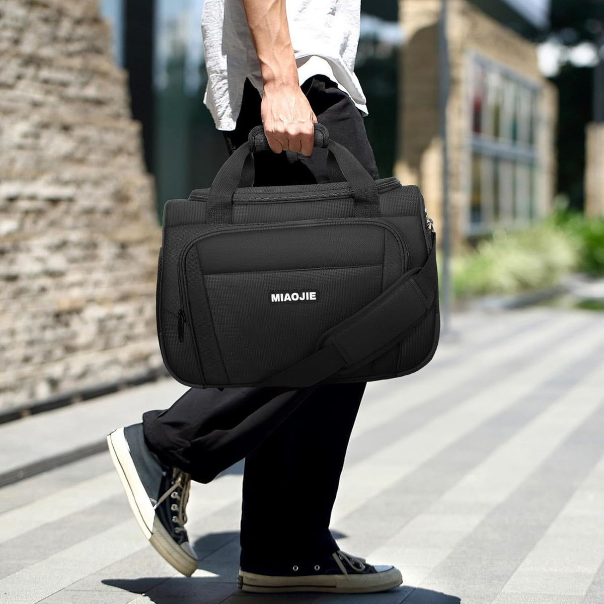 Underseat Carry On Luggage Lightweight Travel Tote Weekender Bag Overnight Duffle Bag for Travel, Travel Essentials Personal Item Travel Bag for Women and Men,Black-18Inch