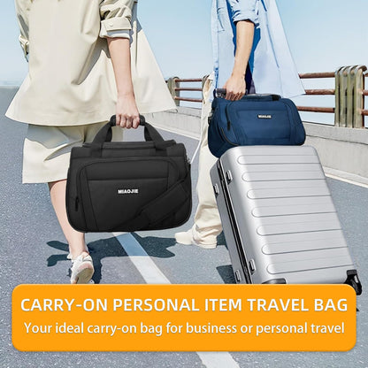 Underseat Carry On Luggage Lightweight Travel Tote Weekender Bag Overnight Duffle Bag for Travel, Travel Essentials Personal Item Travel Bag for Women and Men,Black-18Inch