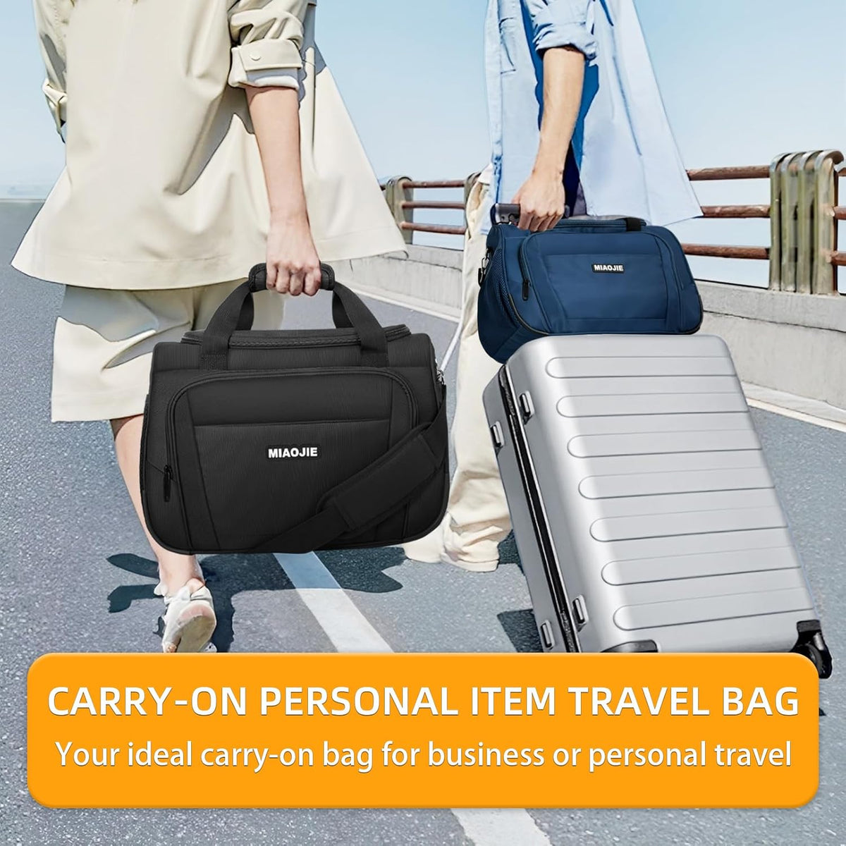 Underseat Carry On Luggage Lightweight Travel Tote Weekender Bag Overnight Duffle Bag for Travel, Travel Essentials Personal Item Travel Bag for Women and Men,Black-18Inch