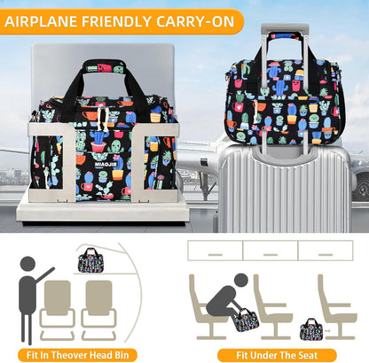 Underseat Carry On Luggage Lightweight Travel Tote Weekender Bag Overnight Duffle Bag for Travel, Travel Essentials Personal Item Travel Bag for Women and Men,Black-18Inch