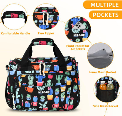 Underseat Carry On Luggage Lightweight Travel Tote Weekender Bag Overnight Duffle Bag for Travel, Travel Essentials Personal Item Travel Bag for Women and Men,Black-18Inch
